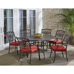 Hanover Traditions 7 pc Bronze Aluminum Traditional Dining Set Red