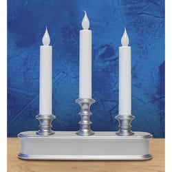 Celebrations Brushed Silver No Scent Auto Sensor Candle 10 in. H