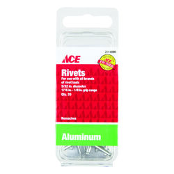 Ace 5/32 in. D X 1/8 in. R Aluminum Rivets Silver 20 pk