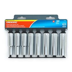 Crescent Assorted Sizes S X 1/2 in. drive S Metric 6 Point Deep Well Socket Set 8 pc