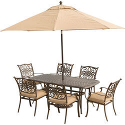 Hanover Traditions 7 pc Bronze Aluminum Traditional Dining Set Tan