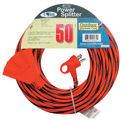 Conntek Indoor or Outdoor 50 ft. L Black/Orange Triple Outlet Cord 12/3 SJTW