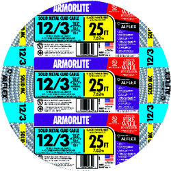 Southwire Armorlite 25 ft. 12/3 Solid Aluminum Armored MC Cable