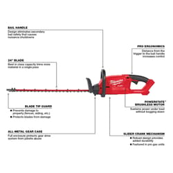 Milwaukee 24 in. 18 V Battery Hedge Trimmer Tool Only