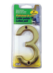 Hy-Ko 4 in. Gold Brass Nail-On Number 3 1 pc