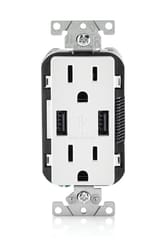 Leviton Decora 15 amps 125 V Duplex White Outlet and USB Charger 5-15R 1 pk