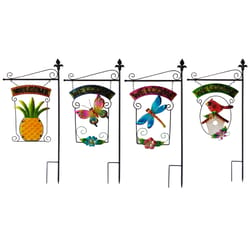 Meadow Creek Assorted Glass/Iron 32.28 in. H Welcome Post Outdoor Garden Stake