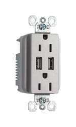 Pass & Seymour 15 amps 125 V Silver Outlet and USB Charger 5-15R 1 pk