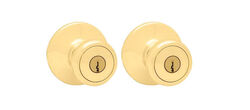 Kwikset Tylo Polished Brass Entry Knobs ANSI/BHMA Grade 3 1-3/4 in.