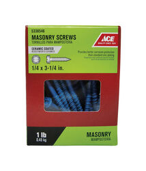 Ace 1/4 in. S X 3-1/4 in. L Slotted Hex Washer Head Masonry Screws 1 lb 35 pk