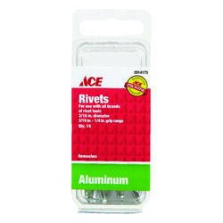 Ace 3/16 in. D X 1/4 in. R Aluminum Rivets Silver 15 pk