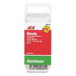 Ace 3/16 in. D X 1/4 in. R Aluminum Rivets Silver 15 pk
