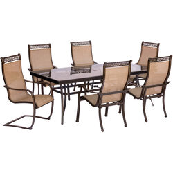 Hanover Monaco 7 pc Bronze Aluminum C-Sling Dining Set