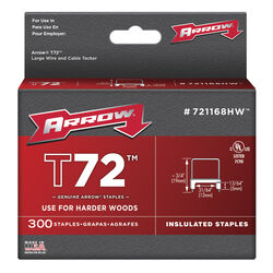 Arrow Fastener T72 3/4 in. L 15 Ga. Wide Crown Insulated Staples 300 pk