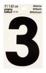 Hy-Ko 3 in. Reflective Black Vinyl Self-Adhesive Number 3 1 pc