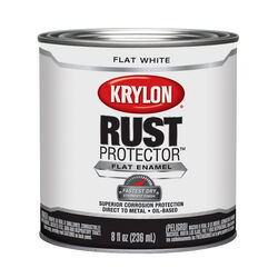 Krylon Rust Protector Indoor and Outdoor Flat White Oil-Based Enamel Protective Paint 8 oz