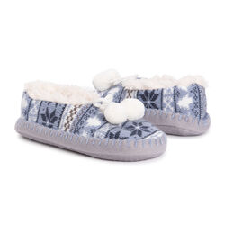 MUK LUKS Women's Moccasin Ballerina Slippers L/XL Blue