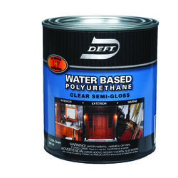Deft Water Based Polyurethane Semi-Gloss Clear Waterborne Wood Finish 1 qt