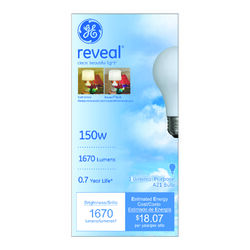 GE Reveal 150 W A21 A-Line Incandescent Bulb E26 (Medium) Soft White 1 pk