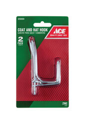 Ace 3-1/4 in. L Zinc-Plated Silver Metal Medium Coat and Hat Garment Hook 35 lb. per Hook lb. cap.