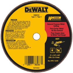 DeWalt High Performance 4 in. D X 5/8 in. S Aluminum Oxide Cut-Off Wheel 1 pc