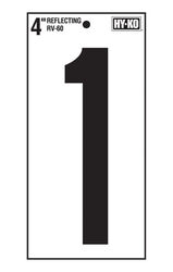 Hy-Ko 4 in. Reflective Black Vinyl Self-Adhesive Number 1 1 pc