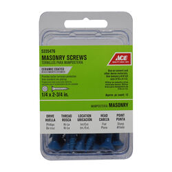 Ace 1/4 in. S X 2-3/4 in. L Phillips Flat Head Masonry Screws 12 pk