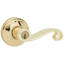 Kwikset SmartKey Lido Polished Brass Entry Lockset ANSI/BHMA Grade 2 KW1 1-3/4 in.