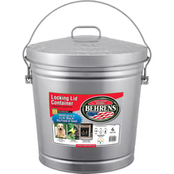 Behrens 6 gal Galvanized Steel Garbage Can Lid Included Animal Proof/Animal Resistant