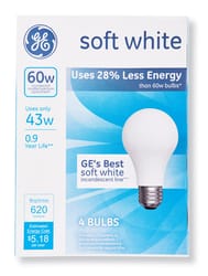 GE 43 W A19 A-Line Halogen Bulb 620 lm Soft White 4 pk