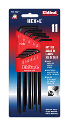 Eklind Tool Hex-L .050 to 1/4 SAE Long Arm Hex L-Key Set Multi-Size in. 11 pc