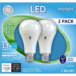 GE acre A21 E26 (Medium) LED Bulb Daylight 75 Watt Equivalence 2 pk