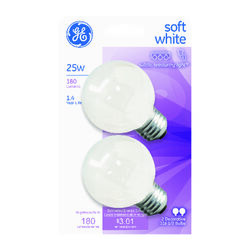 GE Reveal 25 W G16.5 Globe Incandescent Bulb E26 (Medium) Soft White 2 pk