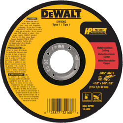 DeWalt 4-1/2 in. D X 7/8 in. S Aluminum Oxide Metal Cut-Off Wheel 1 pc