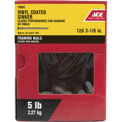 Ace 12D 3-1/8 in. Sinker Vinyl Steel Nail Checkered 5 lb