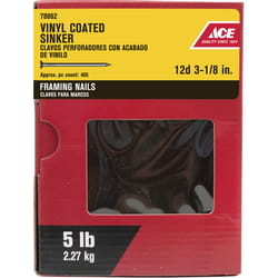 Ace 12D 3-1/8 in. Sinker Vinyl Steel Nail Checkered 5 lb