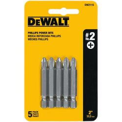 DeWalt Phillips #2 S X 2 in. L Power Bit Heat-Treated Steel 5 pc