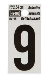 Hy-Ko 1 in. Reflective Black Vinyl Self-Adhesive Number 9 1 pc