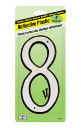 Hy-Ko 4 in. Reflective White Plastic Nail-On Number 8 1 pc