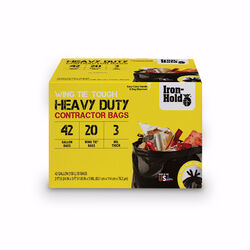 Iron-Hold 42 gal Contractor Bags Wing Ties 20 pk