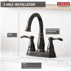 Delta Porter Oil Rubbed Bronze Two Handle Lavatory Faucet 4 in.