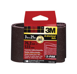 3M 21 in. L X 3 in. W Aluminum Oxide Sanding Belt 80 Grit Medium 2 pk