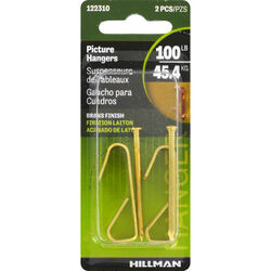 Hillman AnchorWire Brass-Plated Gold Conventional Picture Hanger 100 lb 2 pk