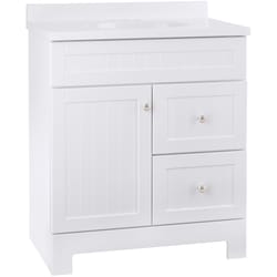 Continental Cabinets Single Satin White Vanity Combo 30 in. W X 18 in. D X 33-1/2 in. H