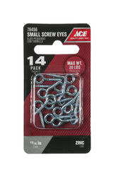 Ace 3/32 in. D X 13/16 in. L Zinc-Plated Steel Screw Eye 20 lb. cap. 14 pk