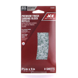 Ace 5 in. L X 2-5/8 in. W 80/120/180/220 Grit Aluminum Oxide Sanding Sheet 8 pk