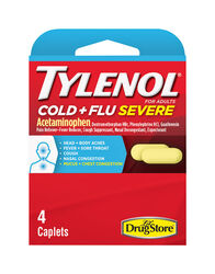 Tylenol Cold+Flu Severe Lil Drugstore Pain Reliever/Fever Reducer 4 ct