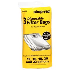 Shop-Vac 25 in. L X 11 in. W Dry Filter Bags 15-22 gal 3 pk