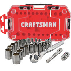 Craftsman 1/4 in. drive S Metric and SAE 6 Point Socket and Ratchet Set 24 pc