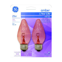 GE 25 W F15 Decorative Incandescent Bulb E26 (Medium) Amber 2 pk